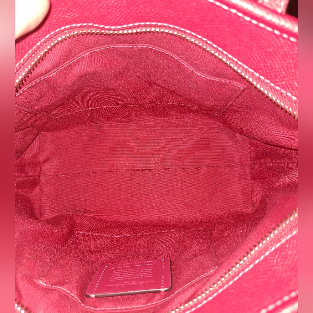 Coach Red Saffiano Leather Small Tote - Picture 5 of 7